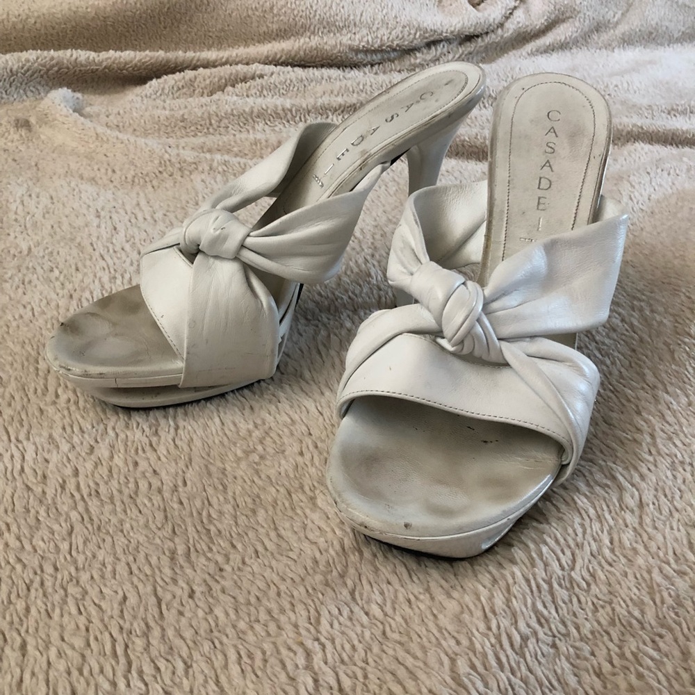 Casadei sky high white heels